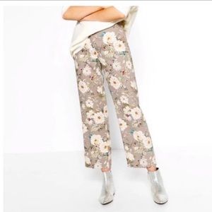 Zara Basic Cropped Wide Leg Floral Pants